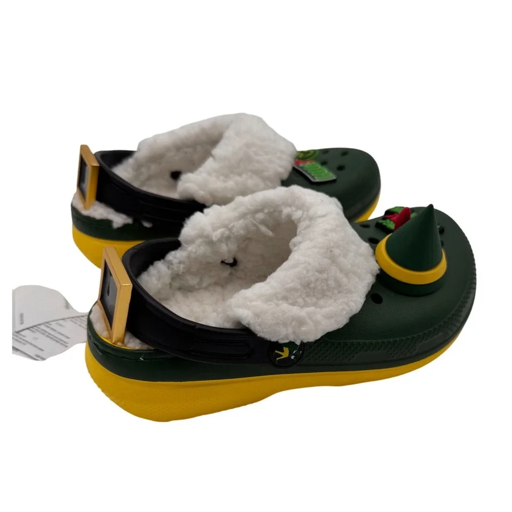 Crocs Unisex Child Classic Clogs Buddy the Elf Fuzz Lined Green Yellow Size C12‎